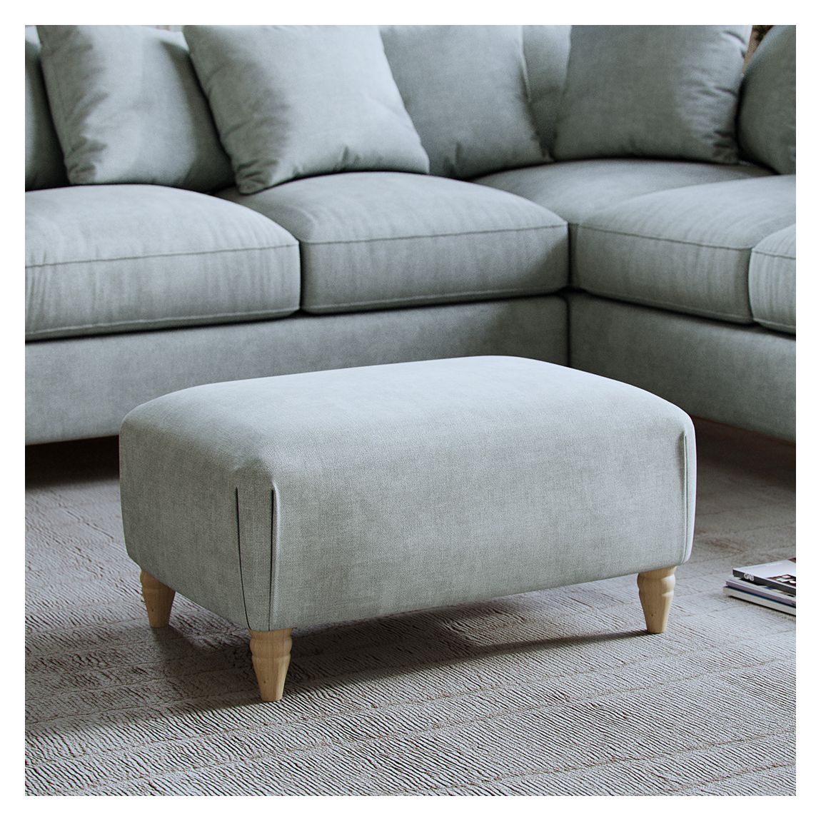 The Brentwood Footstool Linnet Aqua main product photo