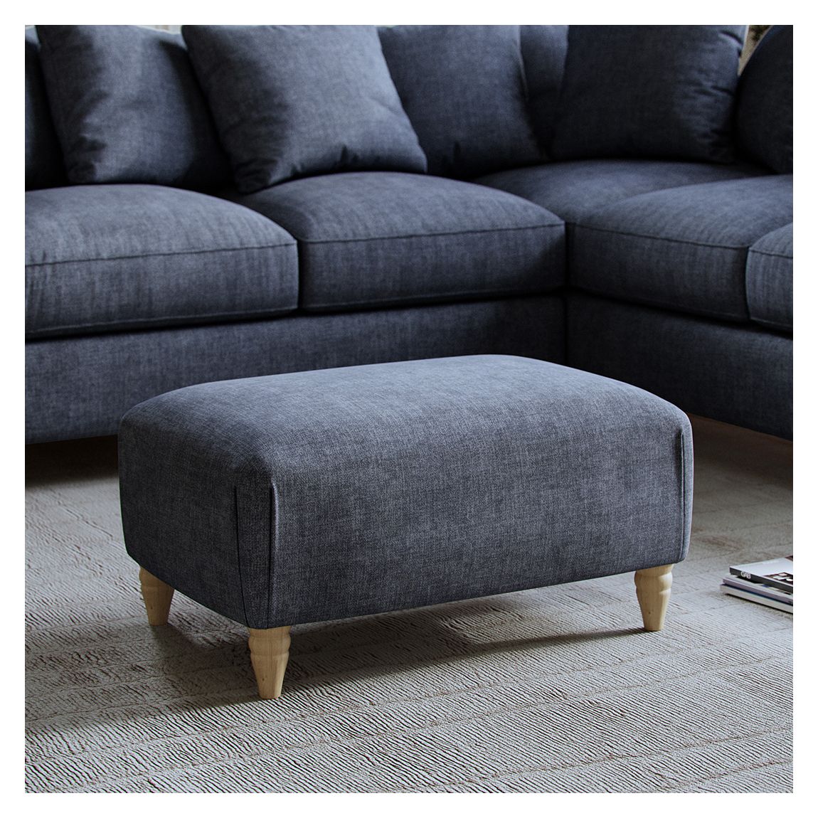 The Brentwood Footstool Linnet Denim main product photo