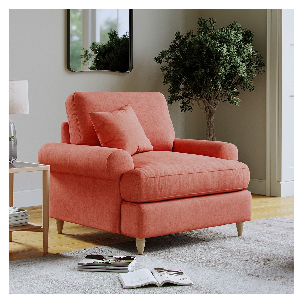 The Brentwood Armchair Linnet Coral main product photo