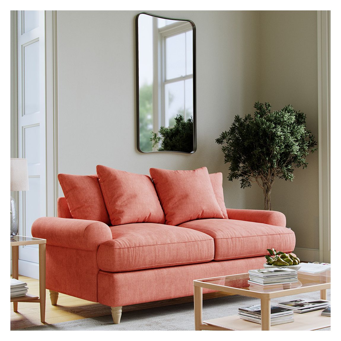 The Brentwood medium Sofa Linnet Coral main product photo
