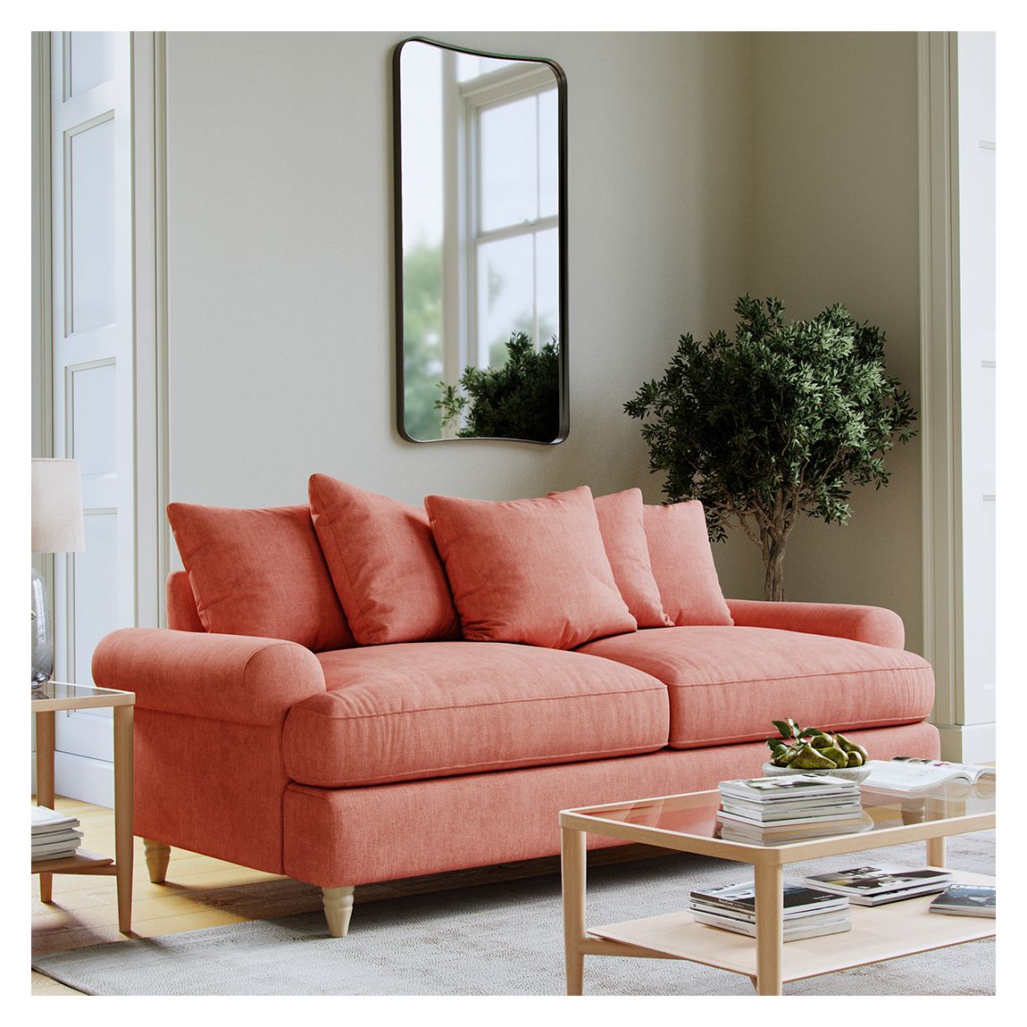 The Brentwood Large Sofa Linnet Coral main product photo