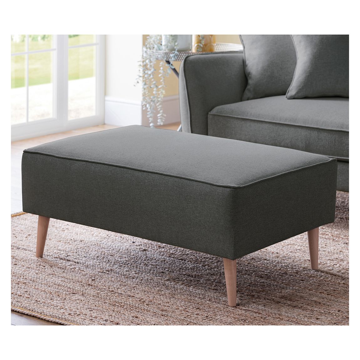 The Sckandi Footstool Kendal Charcoal main product photo