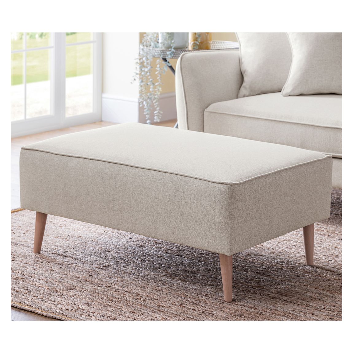 The Sckandi Footstool Kendal Linen main product photo