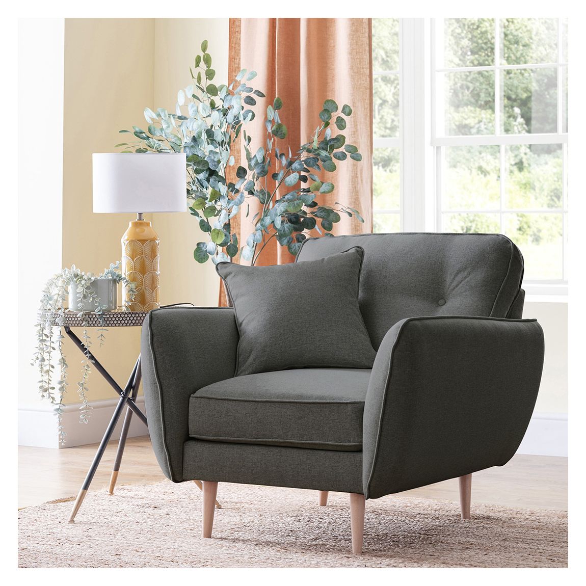 The Sckandi Armchair Kendal Charcoal main product photo