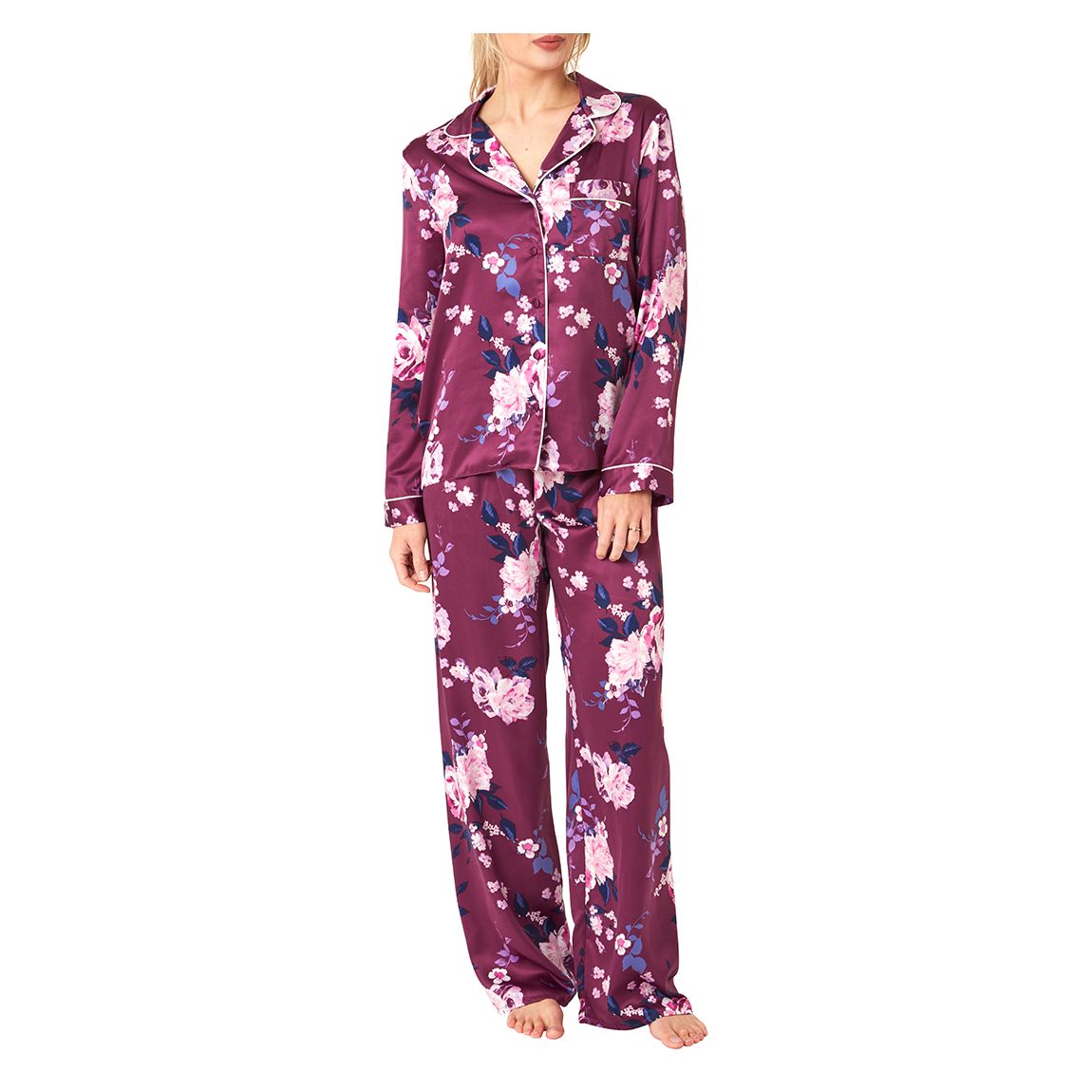 Multi Floral Printed Satin Pyjamas main product photo