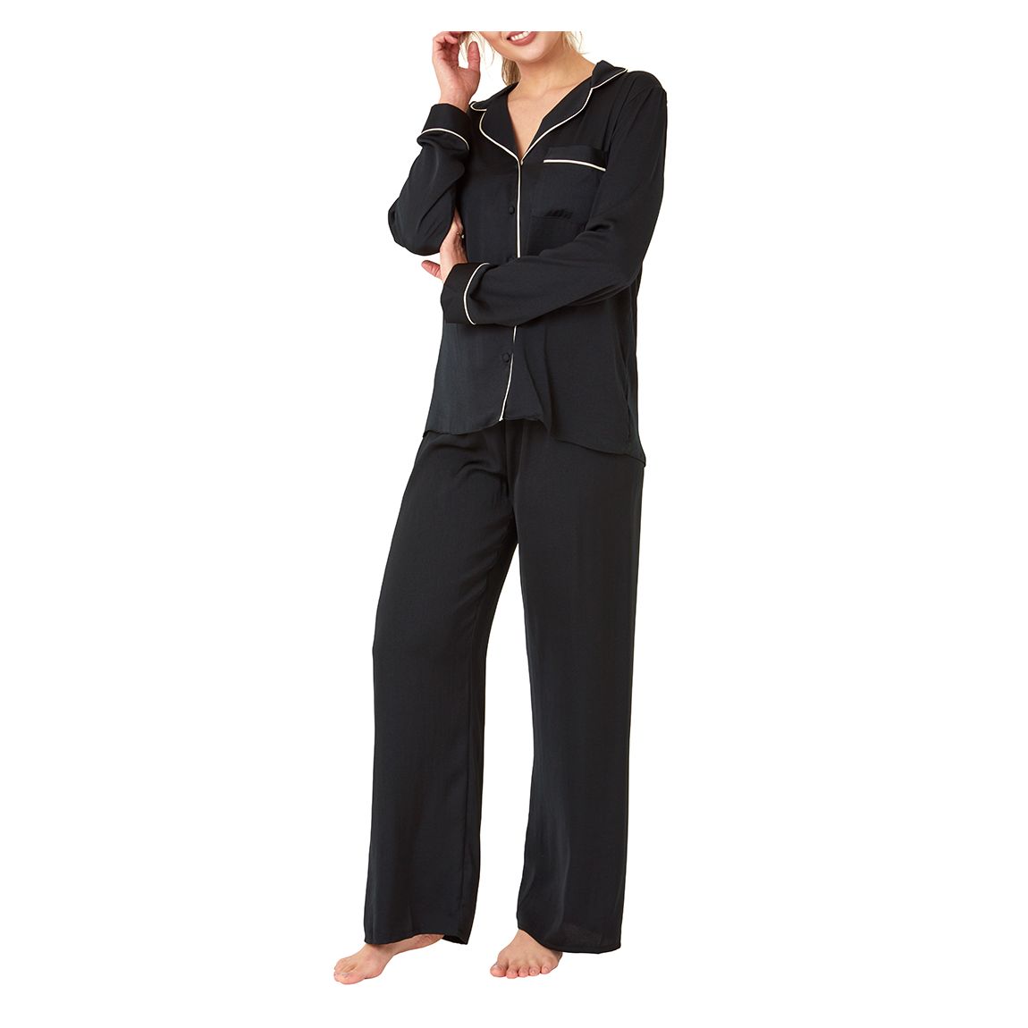 Deep Indigo Plain Satin Pyjama main product photo