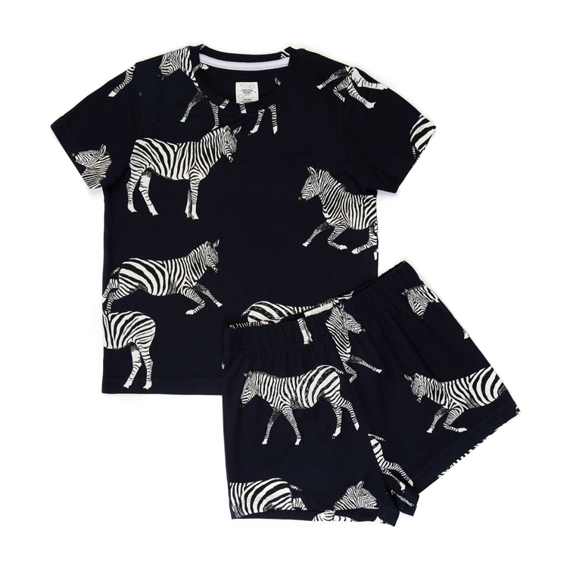 Kids' Navy Zebra Print Crewneck Short Pyjama Set main product photo