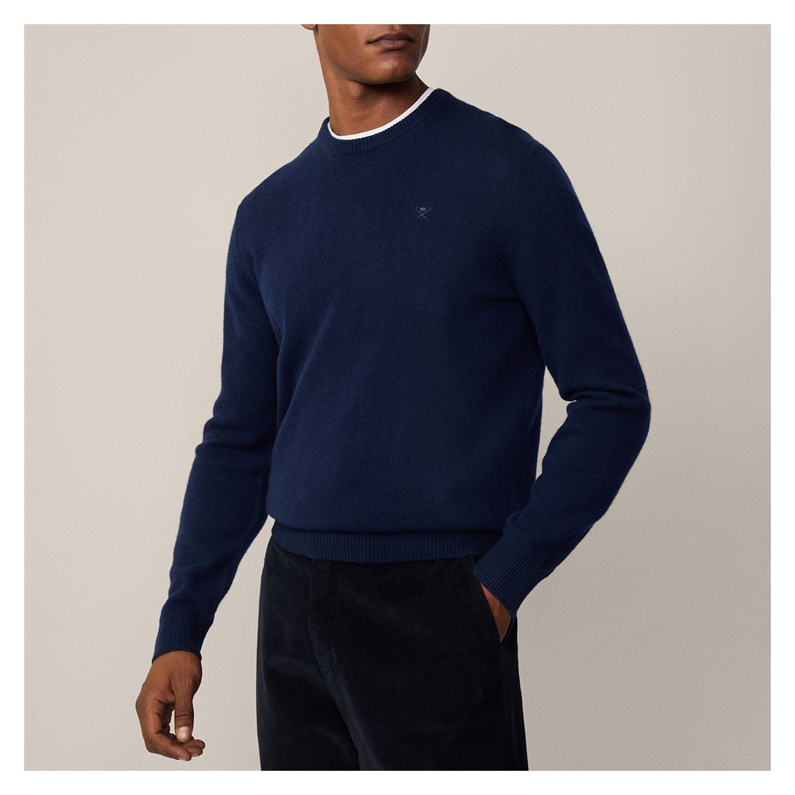 Dark Blue Crew Neck Lambswool Jumper main product photo