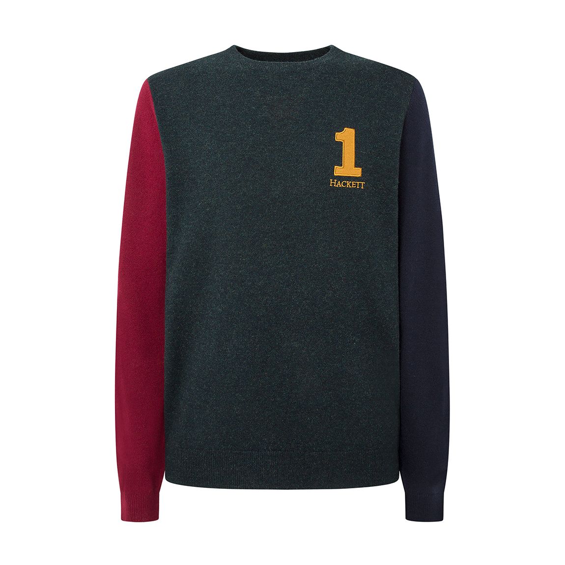 Grey Colour Block Merino Wool Jumper main product photo