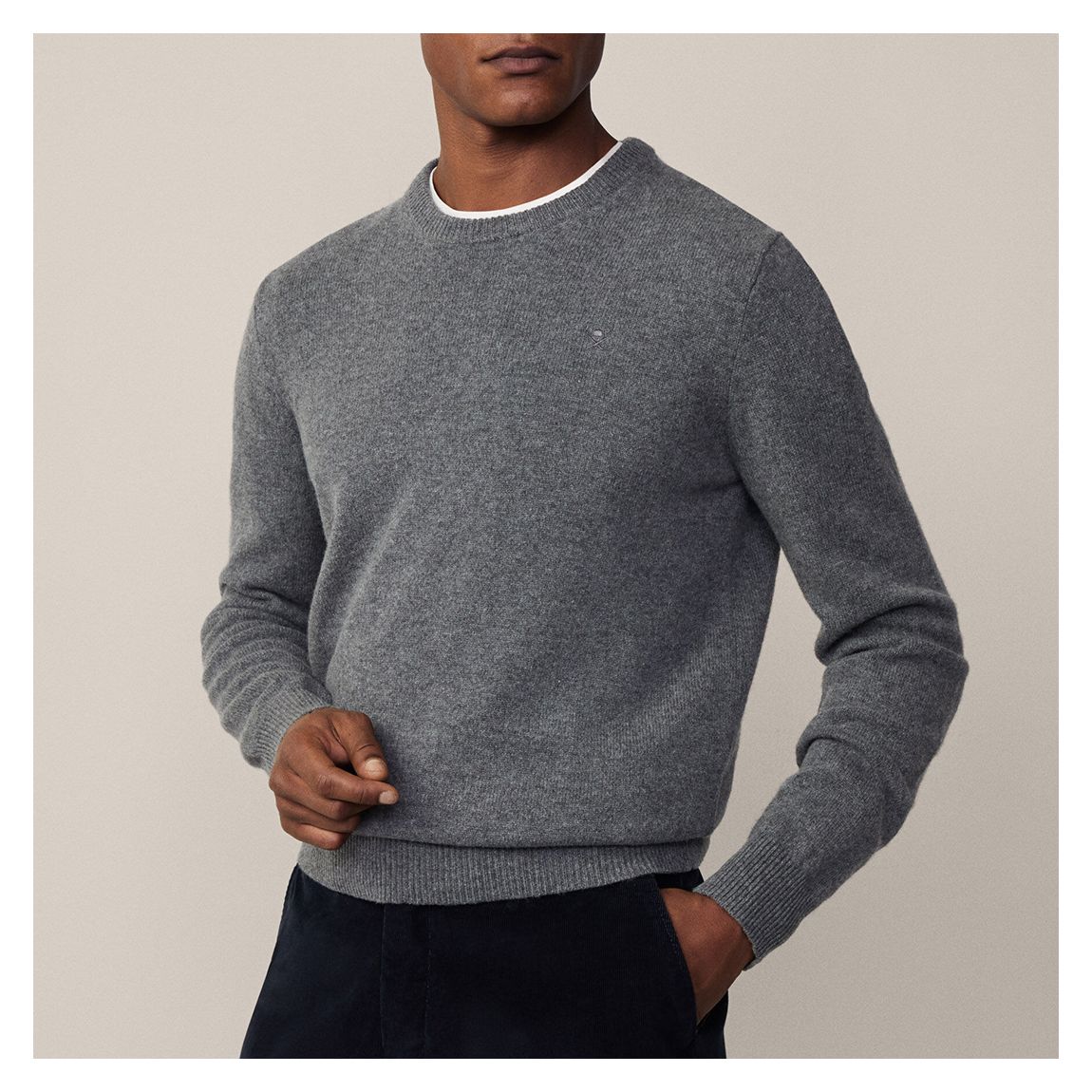 Grey Crew Neck Lambswool Jumper main product photo