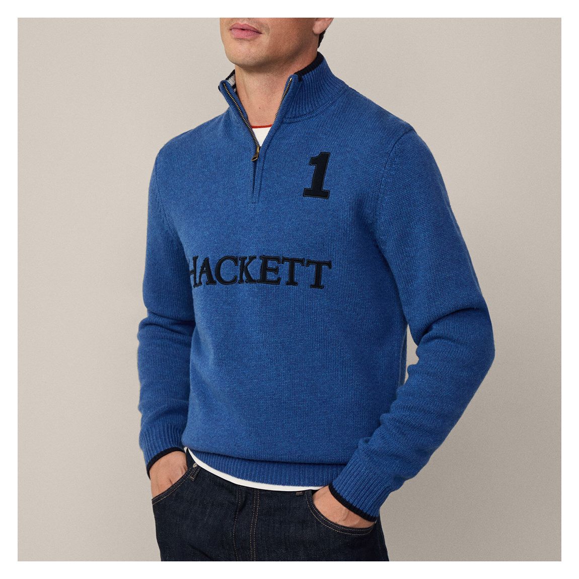 Blue Heritage Half Zip Merino Wool Jumper main product photo