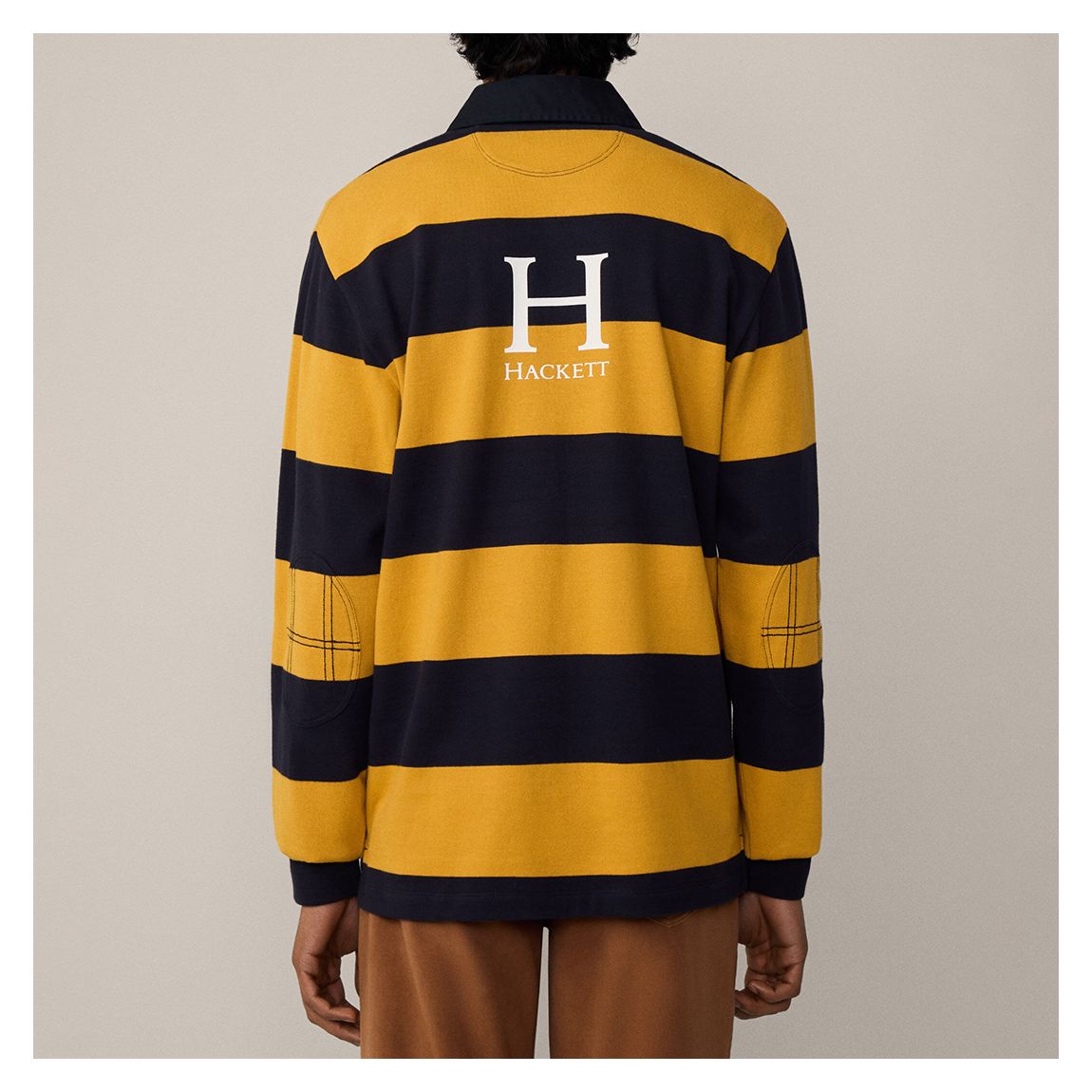 Yellow/Navy Striped Cotton Polo Shirt main product photo