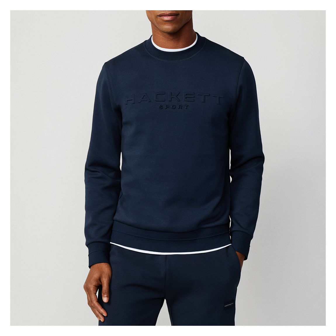 Navy Embossed Cotton Blend Sweatshirt main product photo