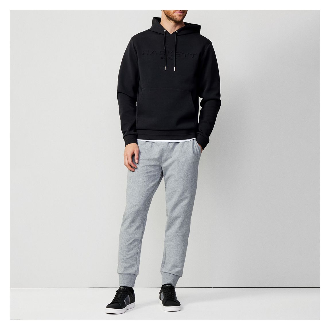 Black Embossed Cotton Blend Hoodie main product photo