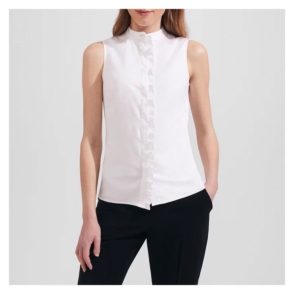 White Frances Frill Cotton Blend Shirt main product photo