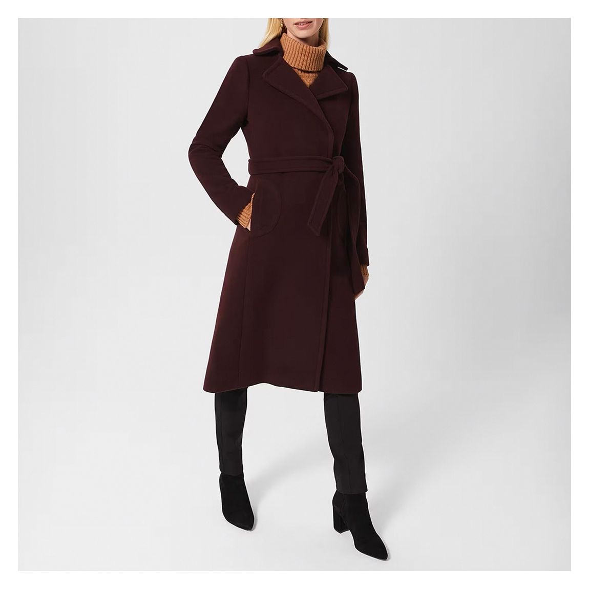 Dark Red Carissa Wool Blend Coat main product photo