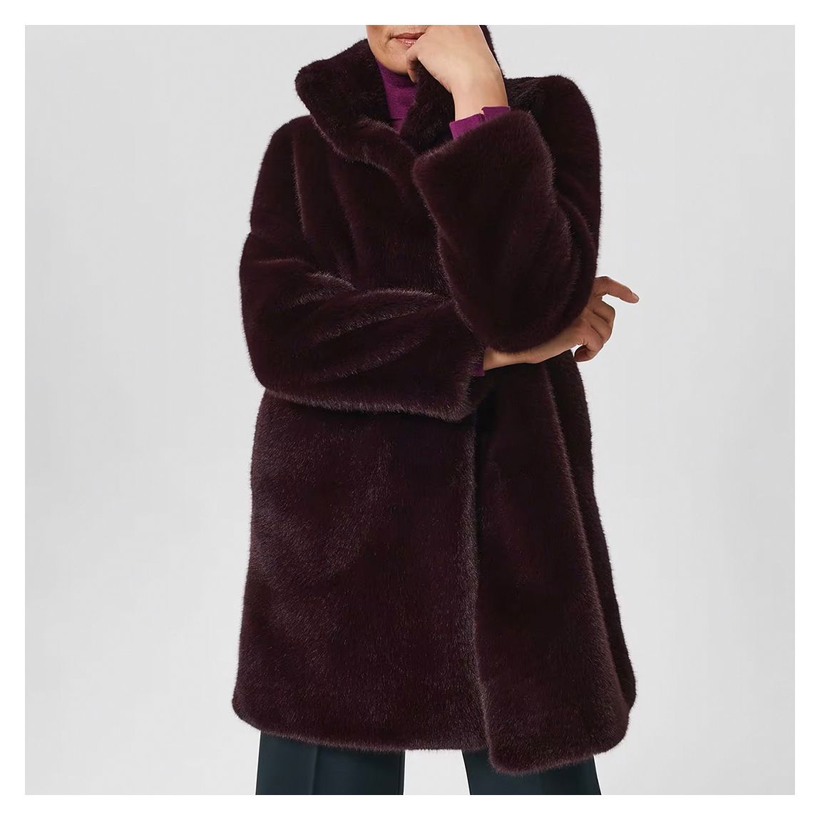 Dark Red Maddox Faux Fur Coat main product photo