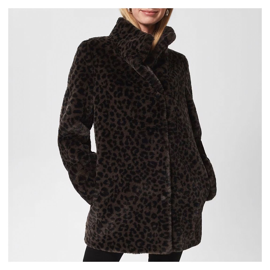 Brown Maddox Faux Fur Short Coat main product photo