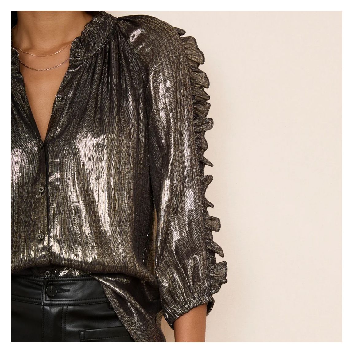 Gold Spencer Silk Blend Lame Blouse main product photo