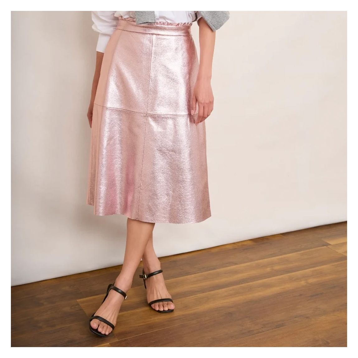 Pink Metallic Lateisha Faux Leather Skirt main product photo