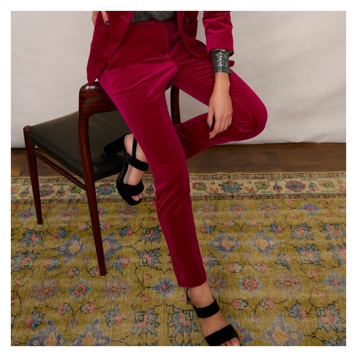 Raspberry Sandrine Velvet Trouser main product photo