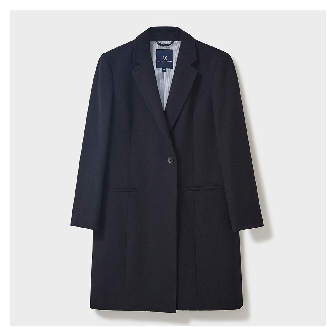 Navy Wool Blend Crombie Coat main product photo