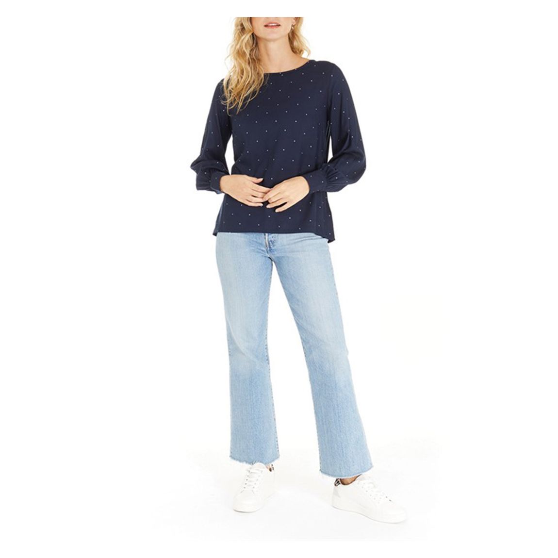 Navy Long Sleeve Print Blouse main product photo