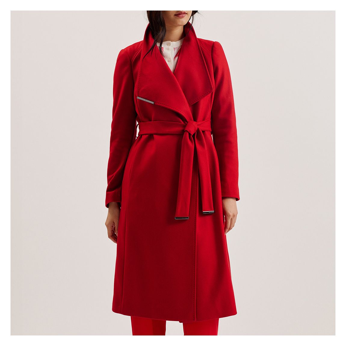 Red Wrap Wool/Cashmere Blend Coat main product photo
