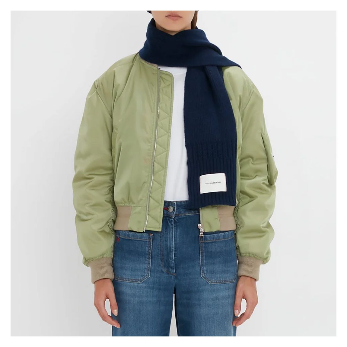Cashmere Navy Logo Patch Scarf main product photo