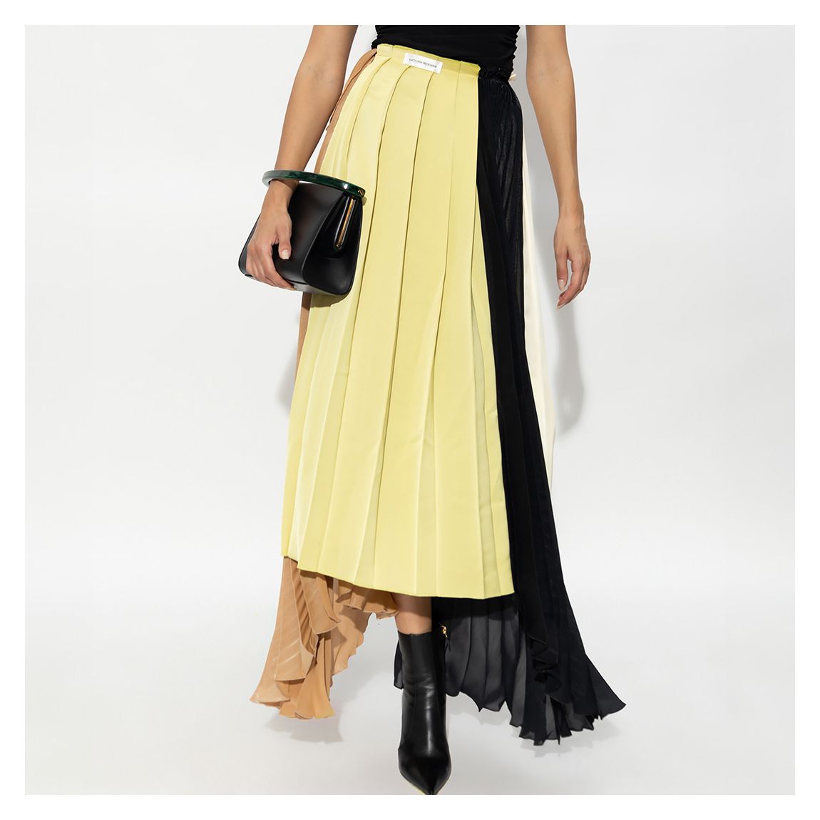 Black Multi Pleated Asymmetric Skirt main product photo