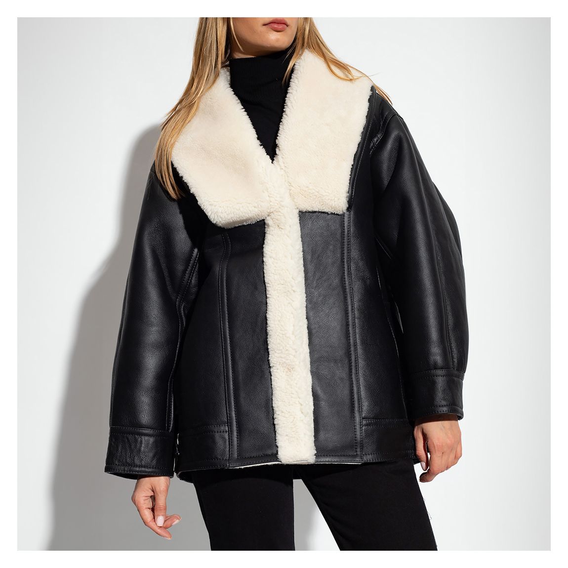 Black Shearling Oversized Coat main product photo