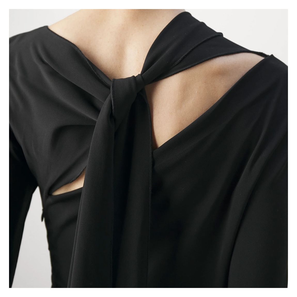 Black Tie Detail Floor Length Dress main product photo