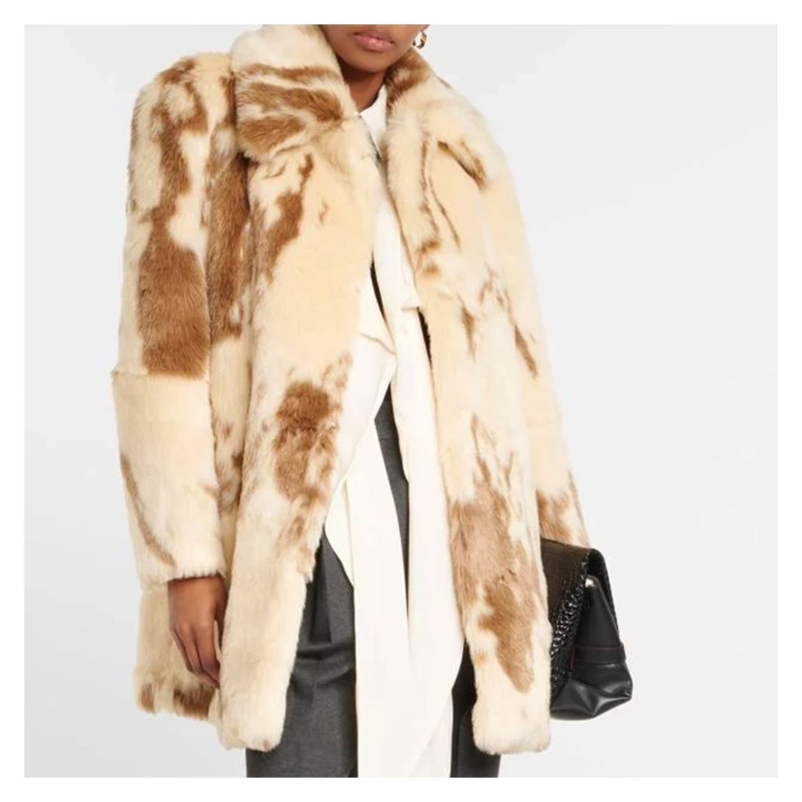 Cream Shrunken Faux Fur Coat main product photo