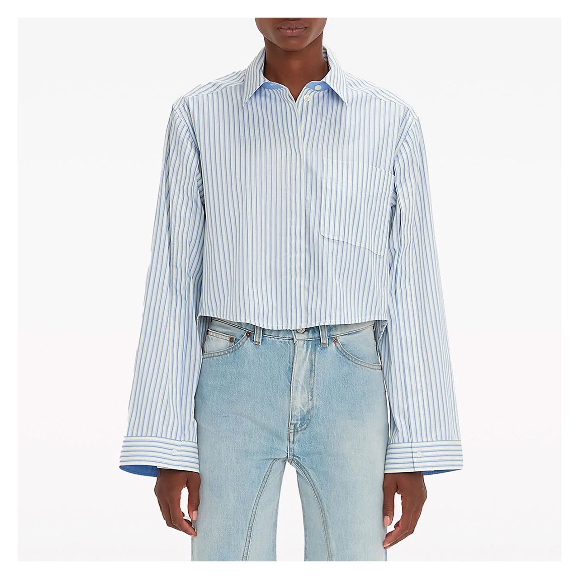 Blue Cotton Cropped Shirt main product photo