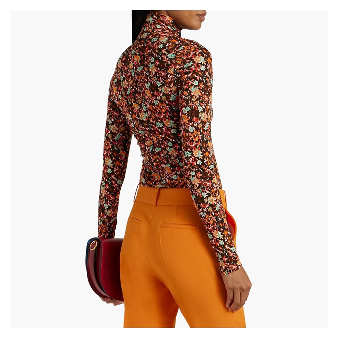 Brown Frill Detail Silk Blouse main product photo