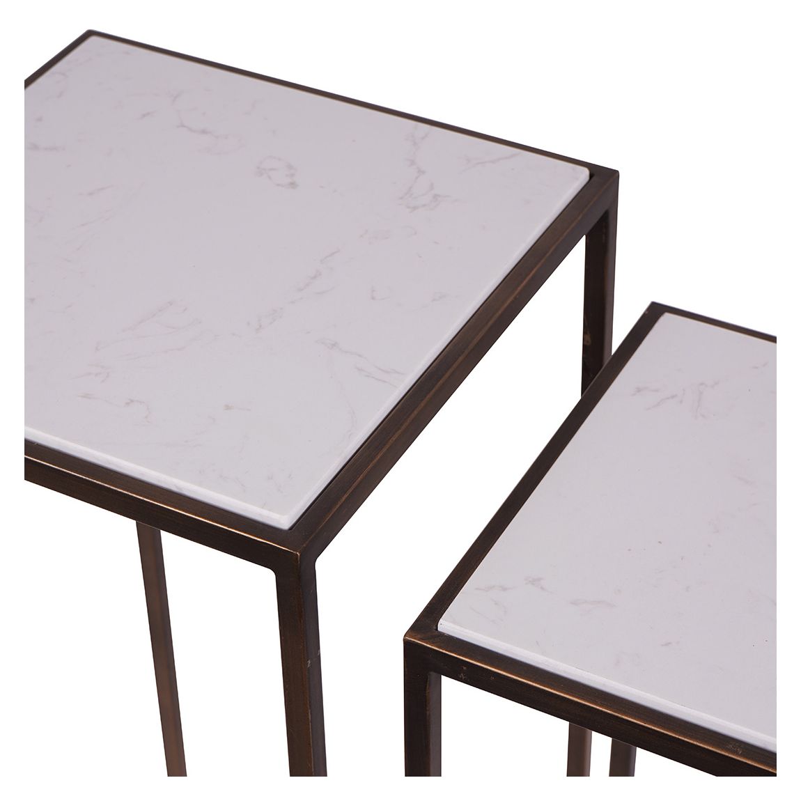 Hylas Antique Copper Frame Ceramic Set of Two Side Tables main product photo