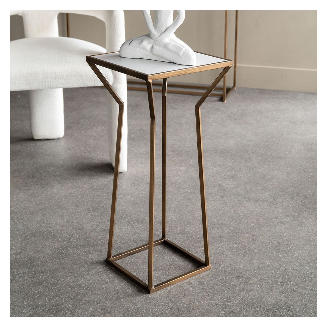 Hylas Antique Copper Frame Ceramic Single Side Table main product photo