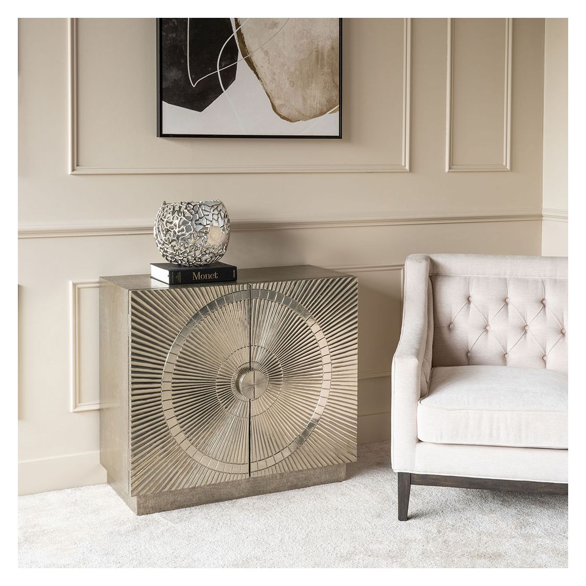 Coco Silver Embossed Metal 2 Small Cabinet main product photo