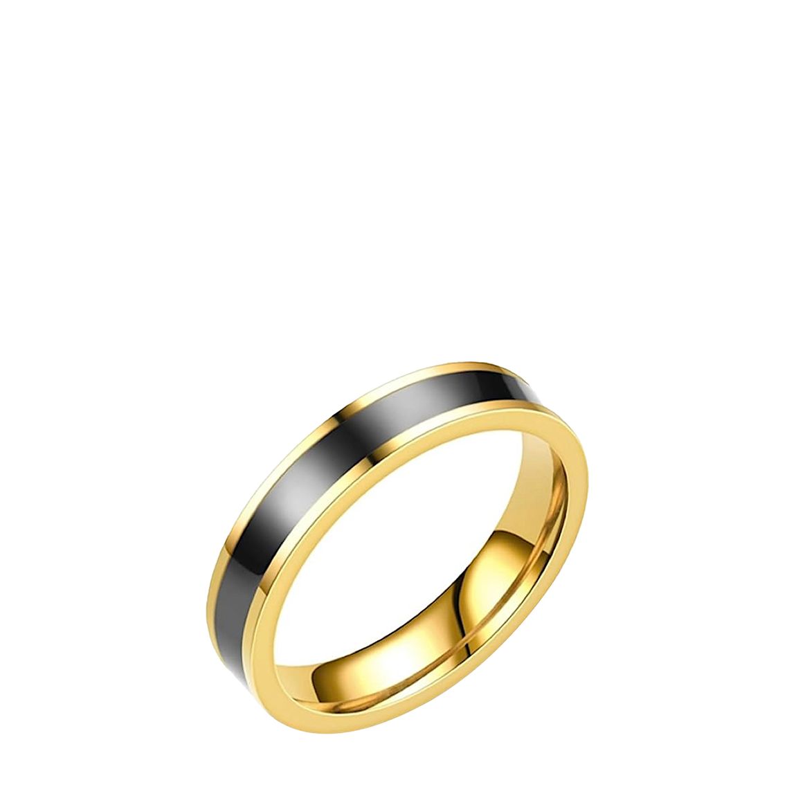 18K Gold & Black Modern Band Ring main product photo