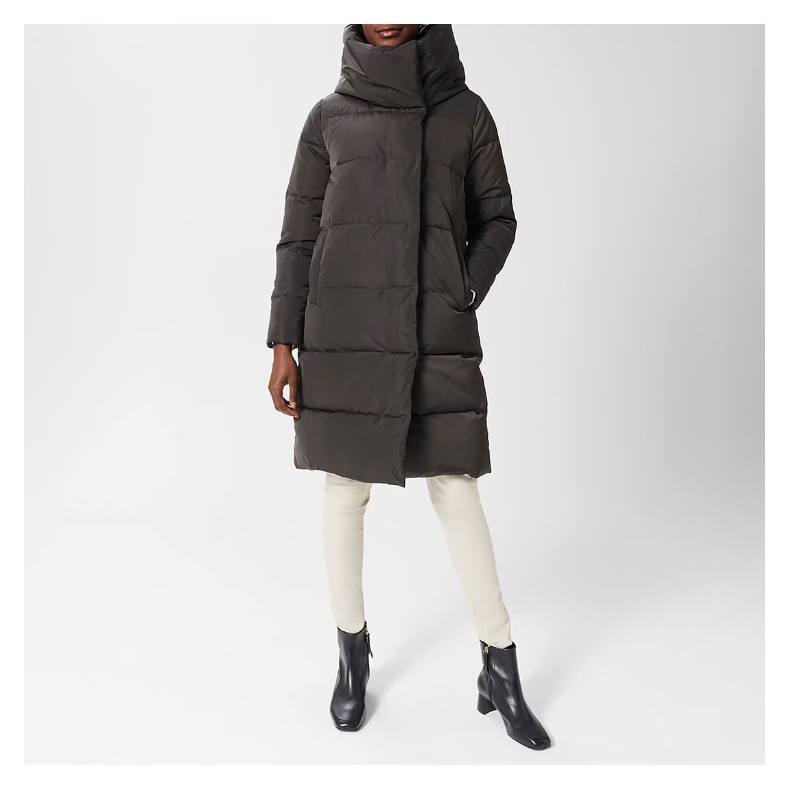 Petite Charcoal Heather Puffer Jacket main product photo