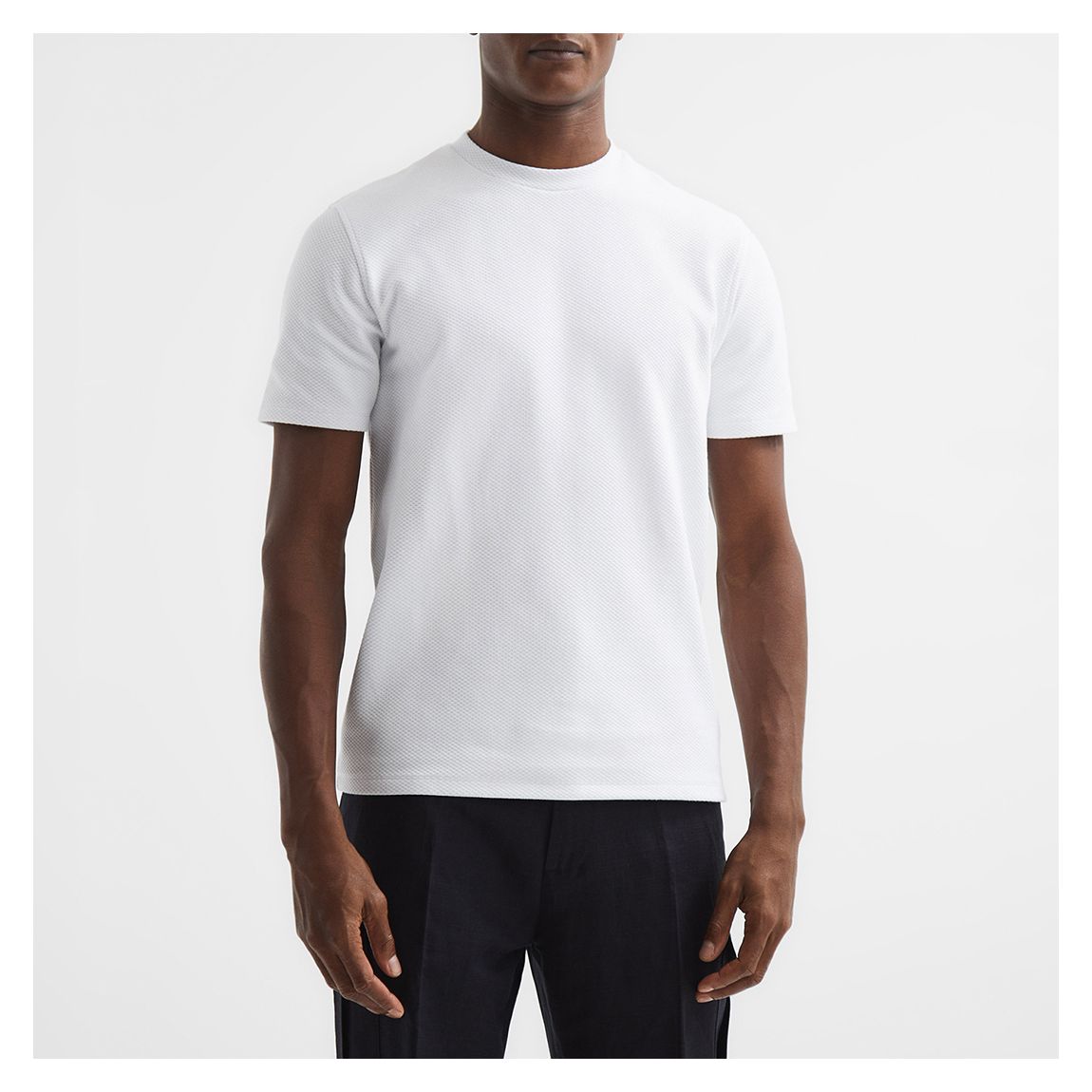 White Cooper Textured Cotton Blend T-Shirt main product photo