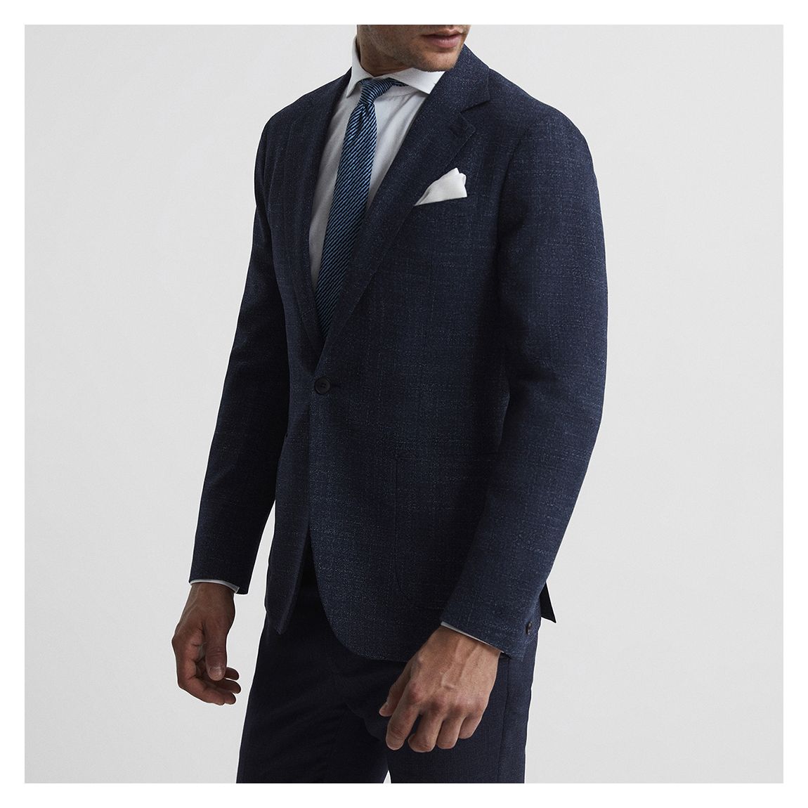 Navy Dunn Textured Wool Blazer main product photo