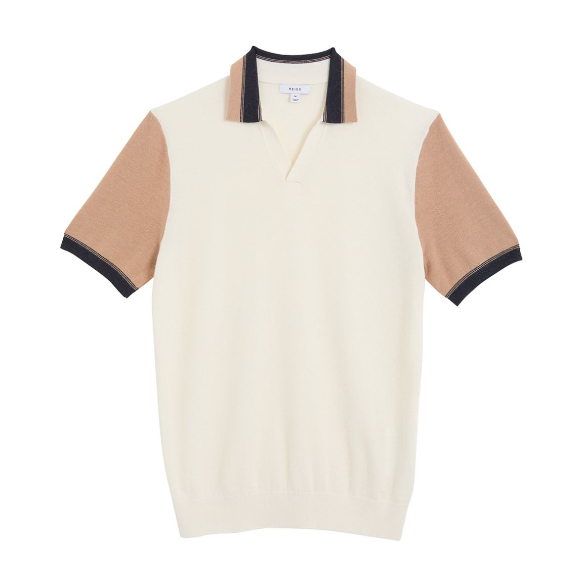 Ecru Kingsford Colour Block Wool Blend Polo Shirt main product photo