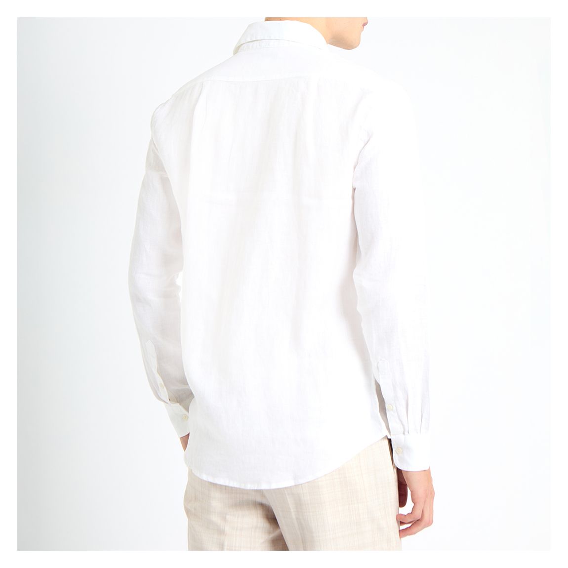 White Remi Long Sleeve Linen Shirt main product photo