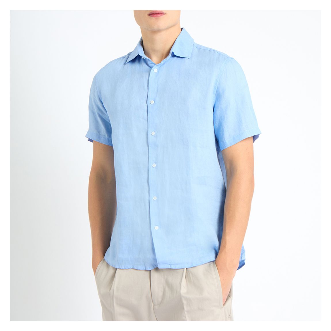 Blue Luca Short Sleeve Linen Shirt main product photo