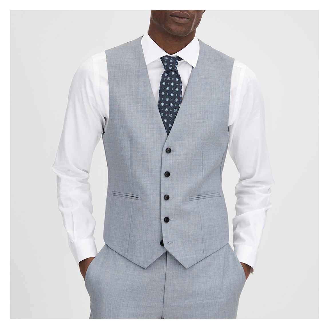 Soft Blue Dandy Textured Wool Waistcoat main product photo