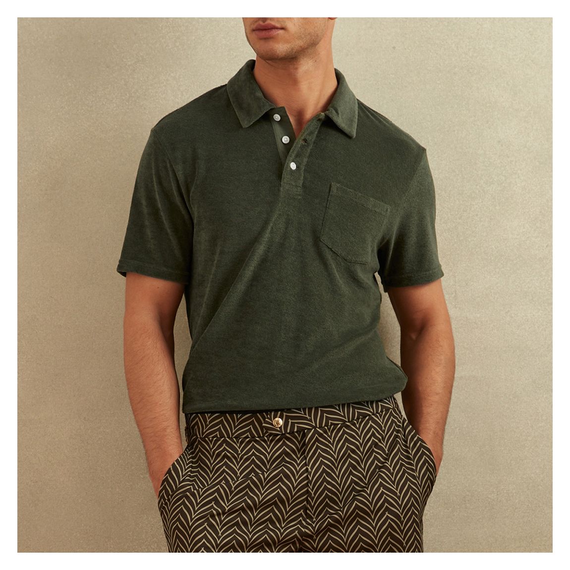 Olive Rainer Towelling Cotton Blend Polo Shirt main product photo