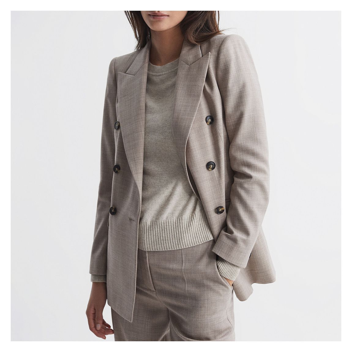 Oatmeal Hazel Textured Wool Blend Blazer main product photo