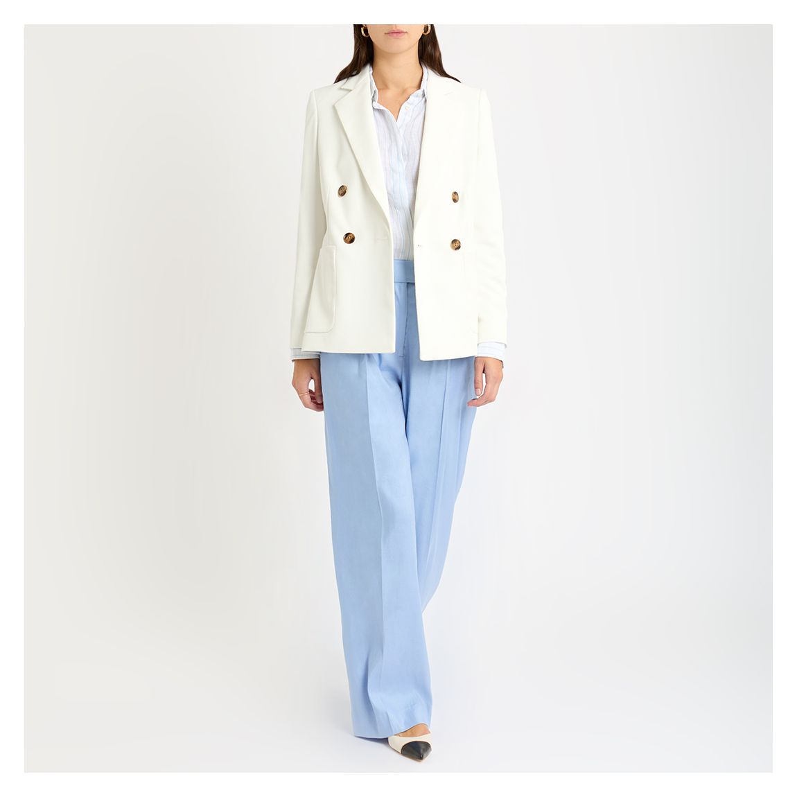 Blue Hollie Linen Blend Wide Leg Trousers main product photo