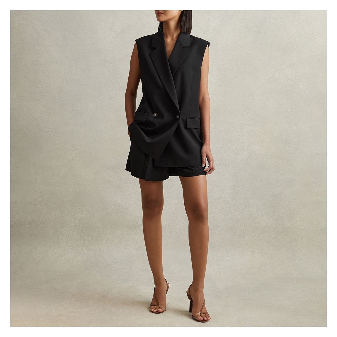 Black Karyn Longline Wool Blend Waistcoat main product photo